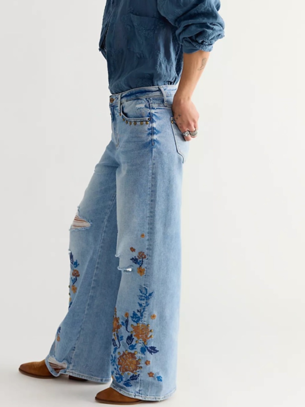 Driftwood Marlena Copper Magnolia Wide Leg Jeans 29 - Picture 3 of 4